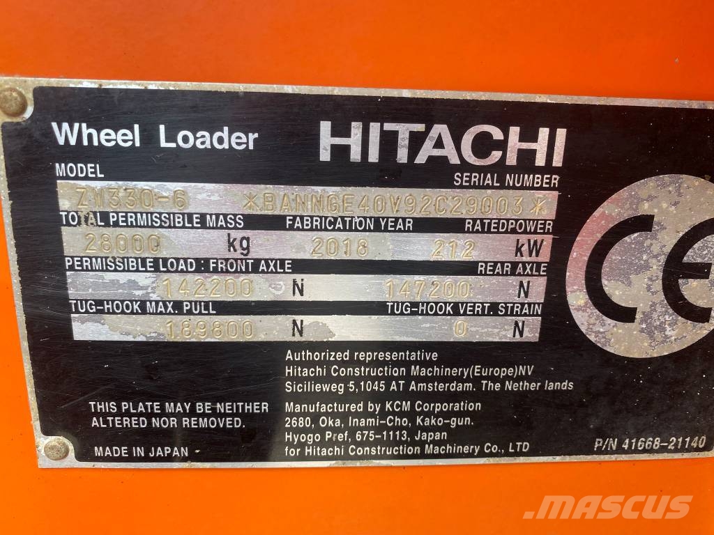 Hitachi ZW 330-6 Φορτωτές με λάστιχα (Τροχοφόροι)