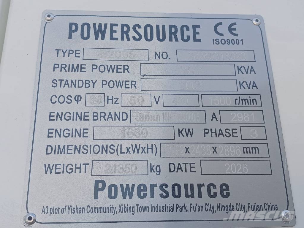 Baudouin 16M33G2000/5 - 2065 kVA generator - DPX-19886 مولدات ديزل