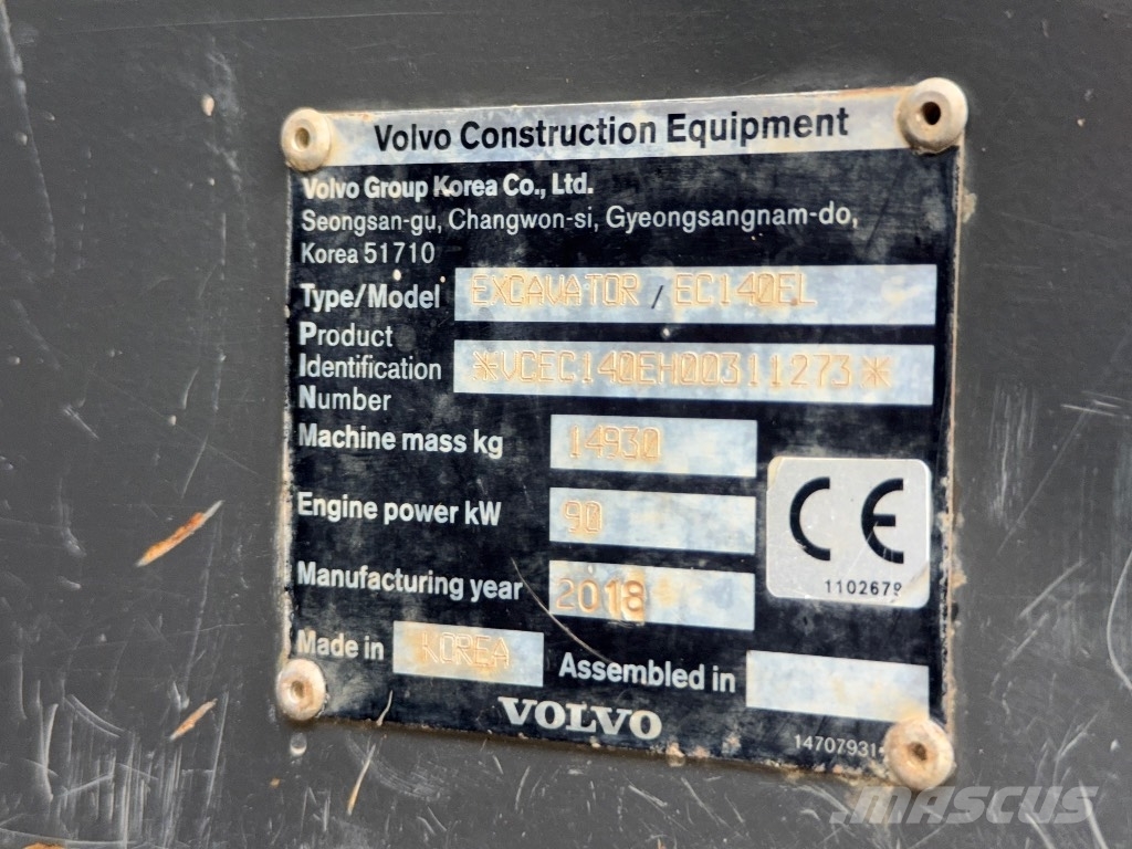 Volvo EC 140 EL Εκσκαφείς με ερπύστριες