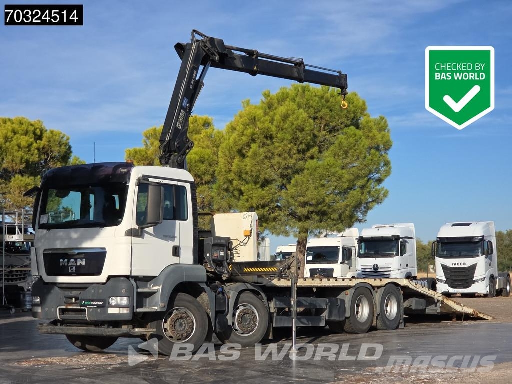 MAN TGS 35.360 TGS 8X2 Grua HIAB 166 E-2 Hiduo Rampas شاحنات مسطحة/مفصلية الجوانب