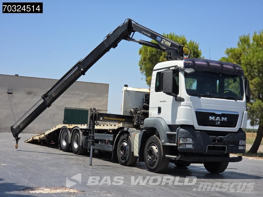 MAN TGS 35.360 TGS 8X2 Grua HIAB 166 E-2 Hiduo Rampas Camioane platforma/prelata