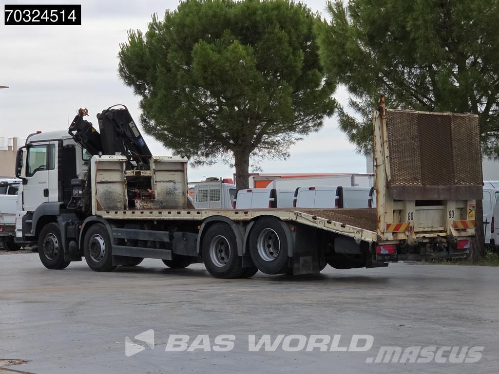 MAN TGS 35.360 TGS 8X2 Grua HIAB 166 E-2 Hiduo Rampas شاحنات مسطحة/مفصلية الجوانب