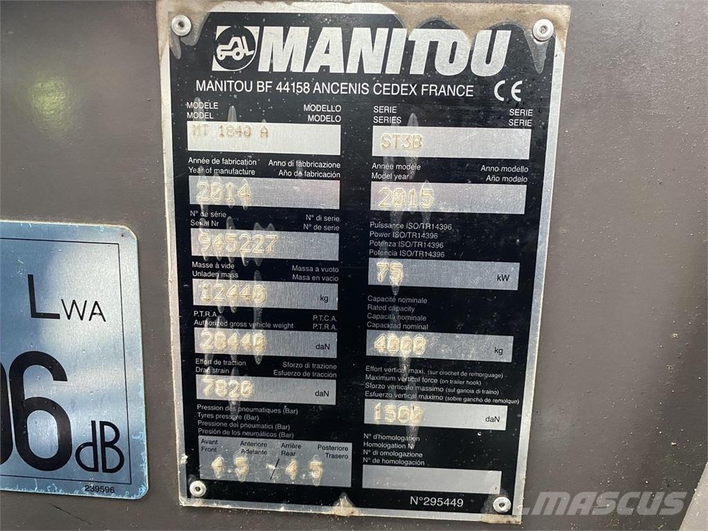 Manitou MT1840A ST3B Телескопічні навантажувачі