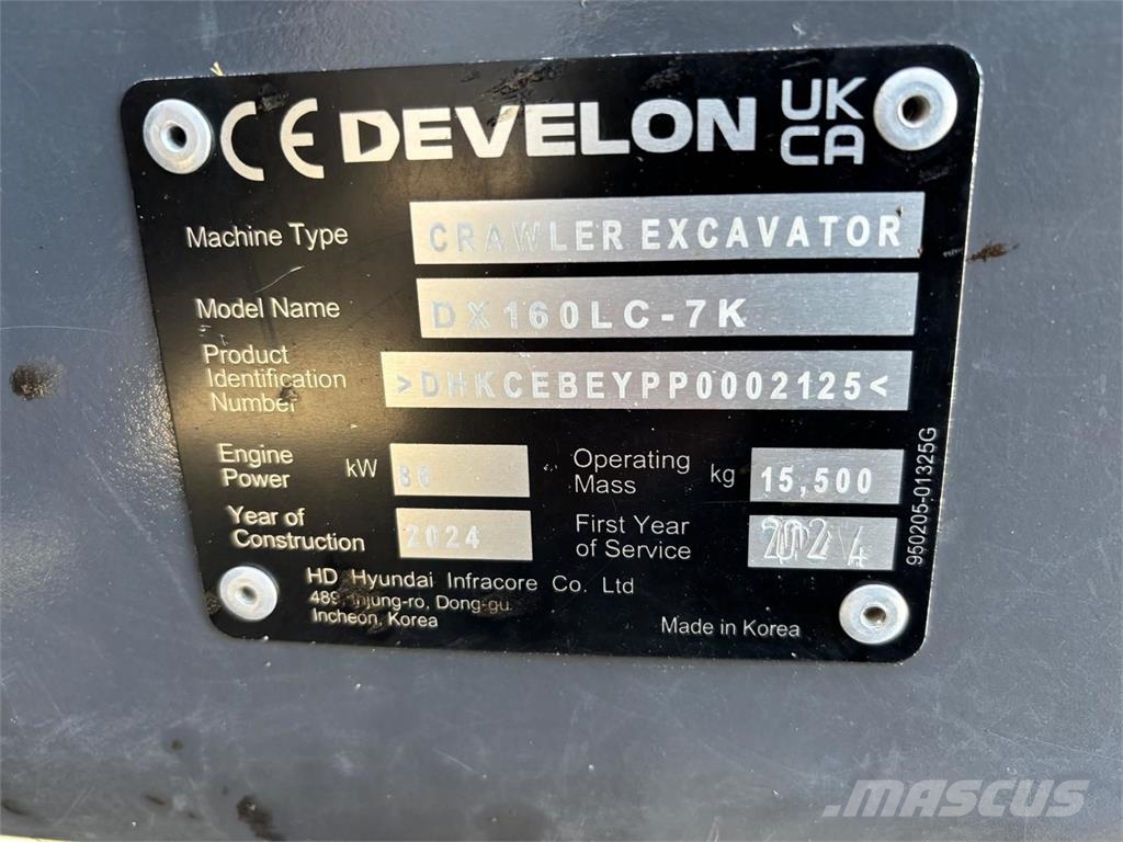 Develon DX160HT-7 Excavadoras sobre orugas