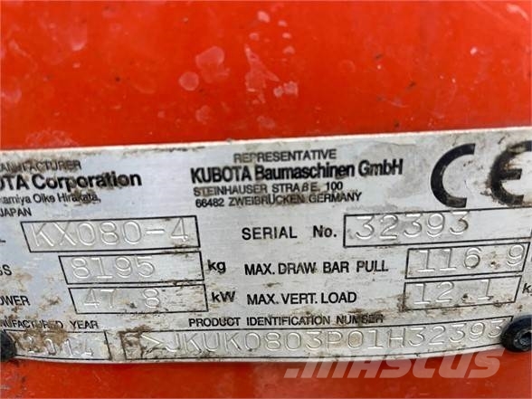 Kubota KX080-4 Roomikekskavaatorid