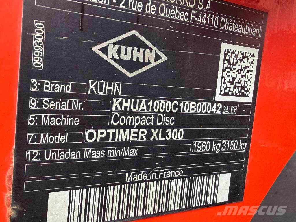 Kuhn Optimer XL300 T-liner Schijveneggen