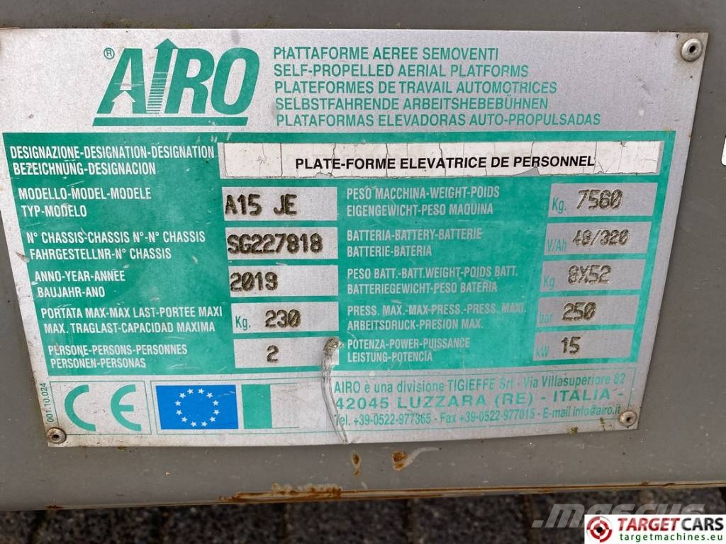 Airo A15JE Articulated Electric Boom Work Lift 1500cm Zelfrijdende knikarm hoogwerker