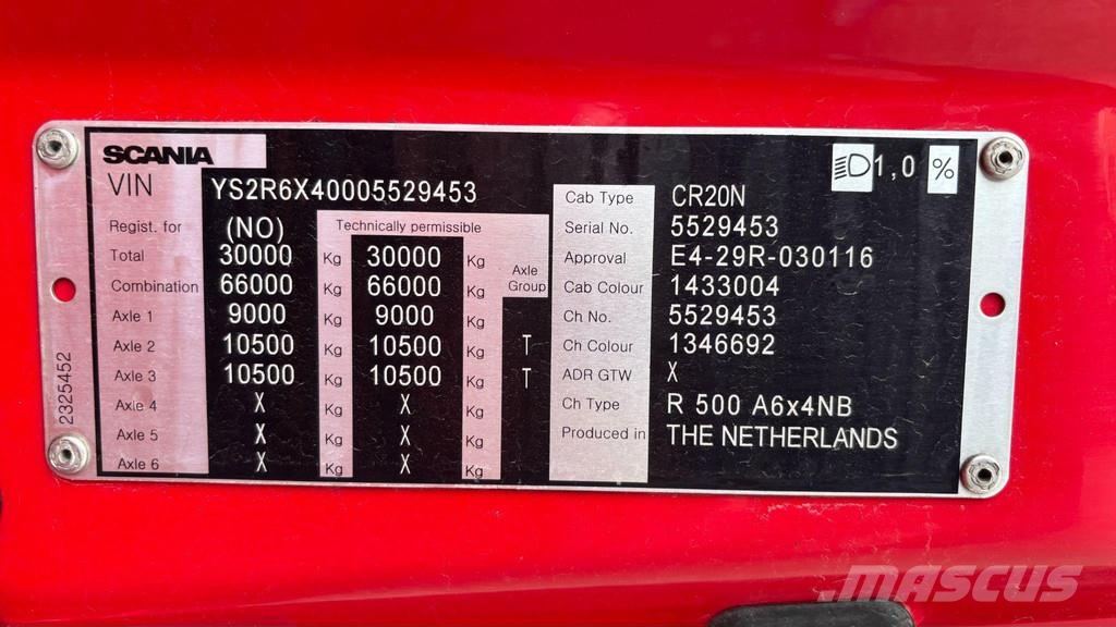 Scania R500 6x4 EURO6 + RETARDER + BOX HEATING Kipper