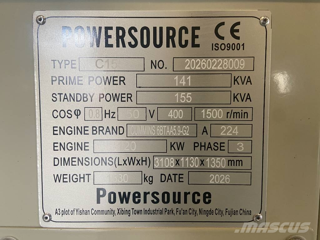 Cummins 6BTAA5.9-G2 - 155 kVA Generator - DPX-19837 ディーゼル発電機