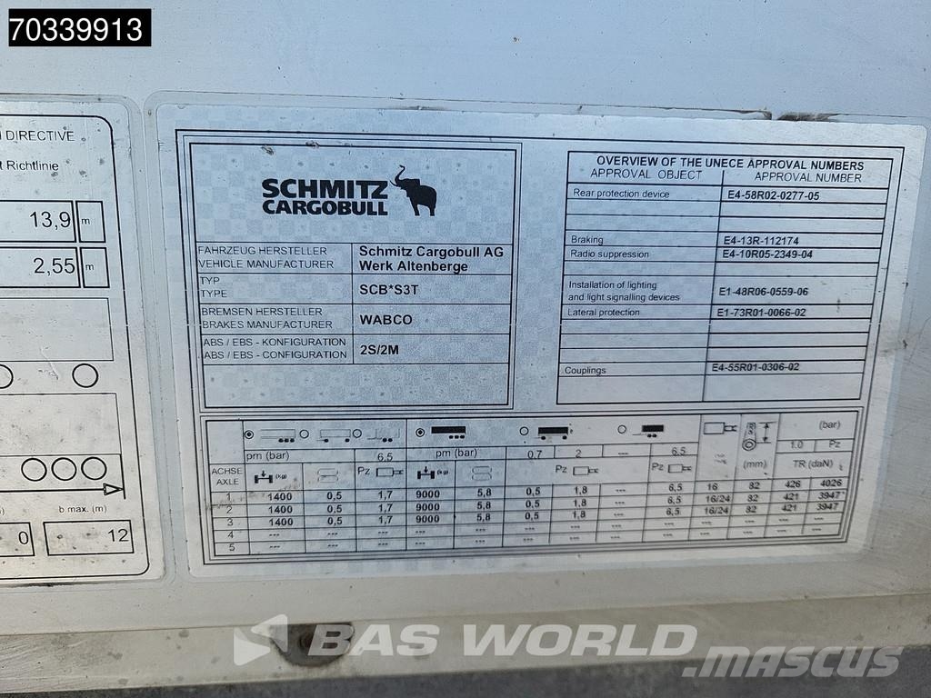 Schmitz Cargobull SCB*S3T 3 axles Sliding Roof Брезентови полуремаркета