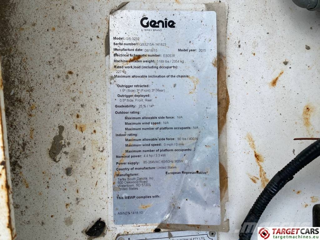 Genie GS-3232 Electric Scissor Work Lift 1175cm Nacelle ciseaux
