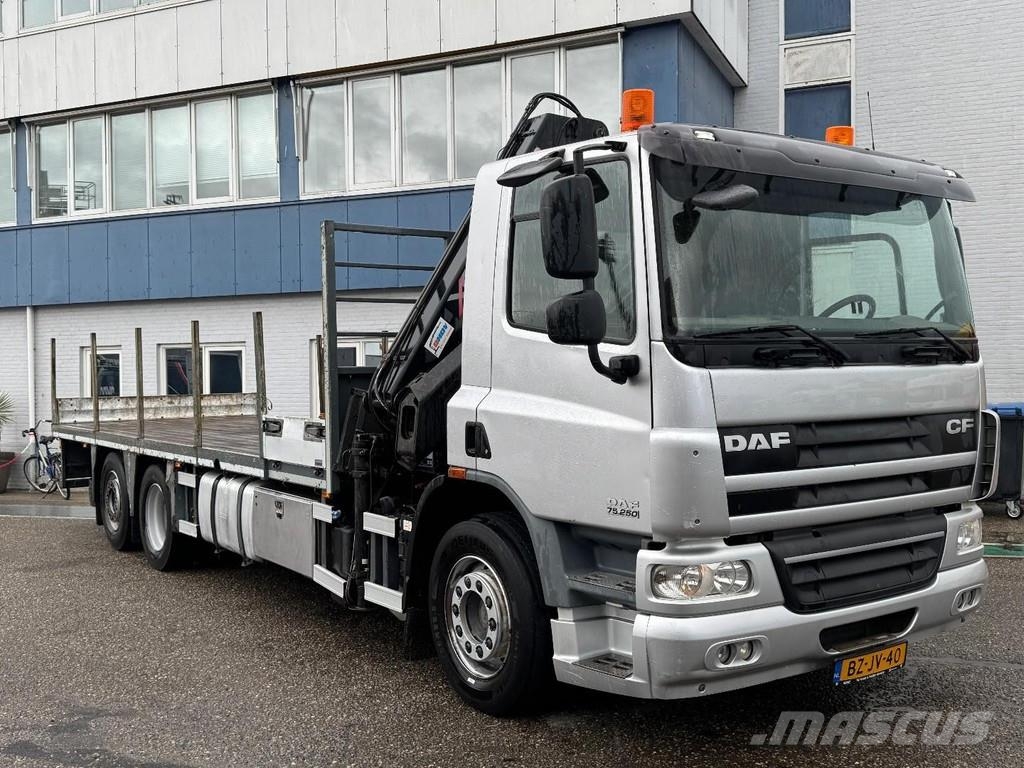 DAF CF 75.250 6X2 EURO 5 + HIAB 144D-4 CL شاحنات مسطحة/مفصلية الجوانب