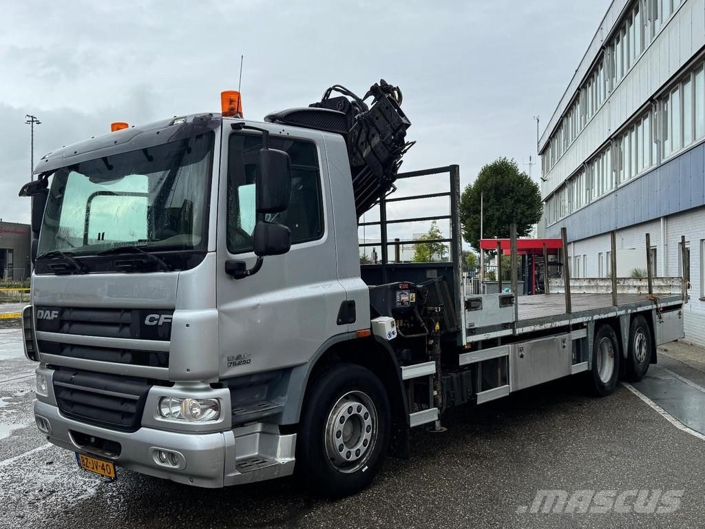 DAF CF 75.250 6X2 EURO 5 + HIAB 144D-4 CL شاحنات مسطحة/مفصلية الجوانب