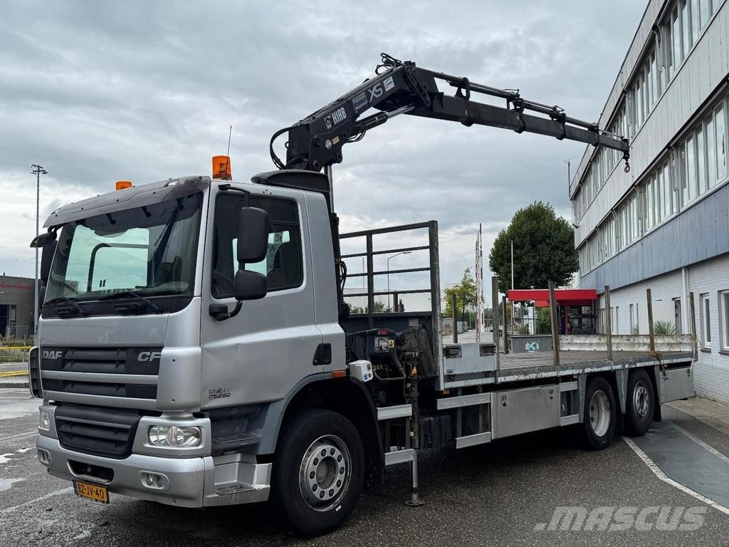 DAF CF 75.250 6X2 EURO 5 + HIAB 144D-4 CL شاحنات مسطحة/مفصلية الجوانب