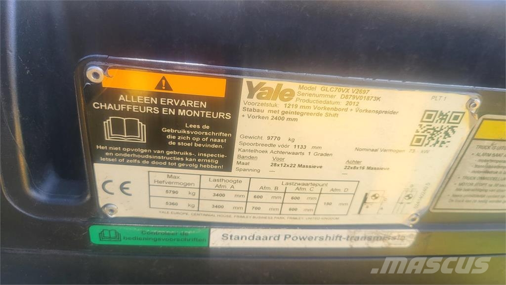 Yale GLC70VX 2012 Περονοφόρα ανυψωτικά κλαρκ με φυσικό αέριο LPG