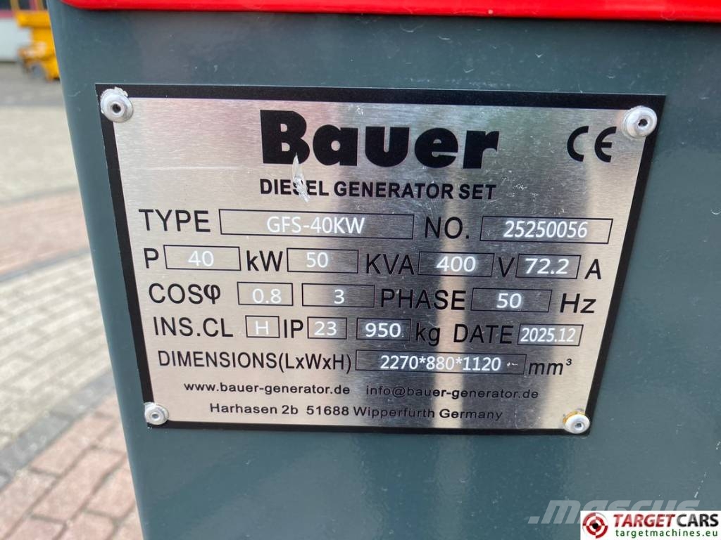 Bauer GFS-40 Generator 50KVA Diesel 400/230V Unused مولدات ديزل