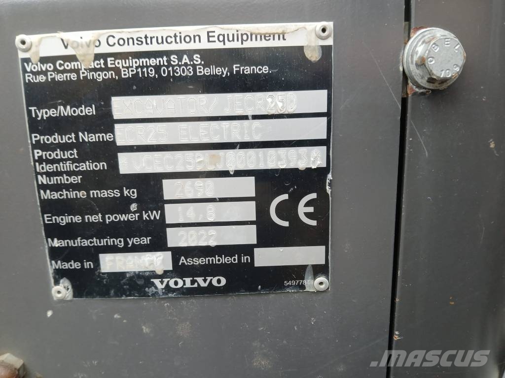 Volvo ECR 25 Electric Mini kotrók < 7t