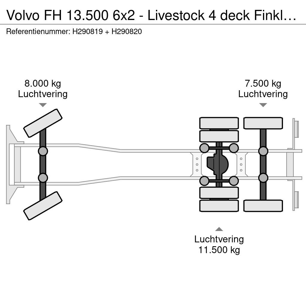 Volvo FH 13.500 6x2 - Livestock 4 deck Finkl + Finkl 4 d Dieren transport