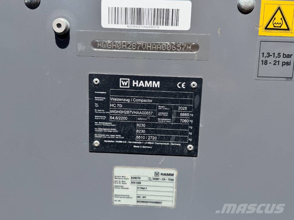 Hamm hc70i مداحل أحادية الأسطوانة