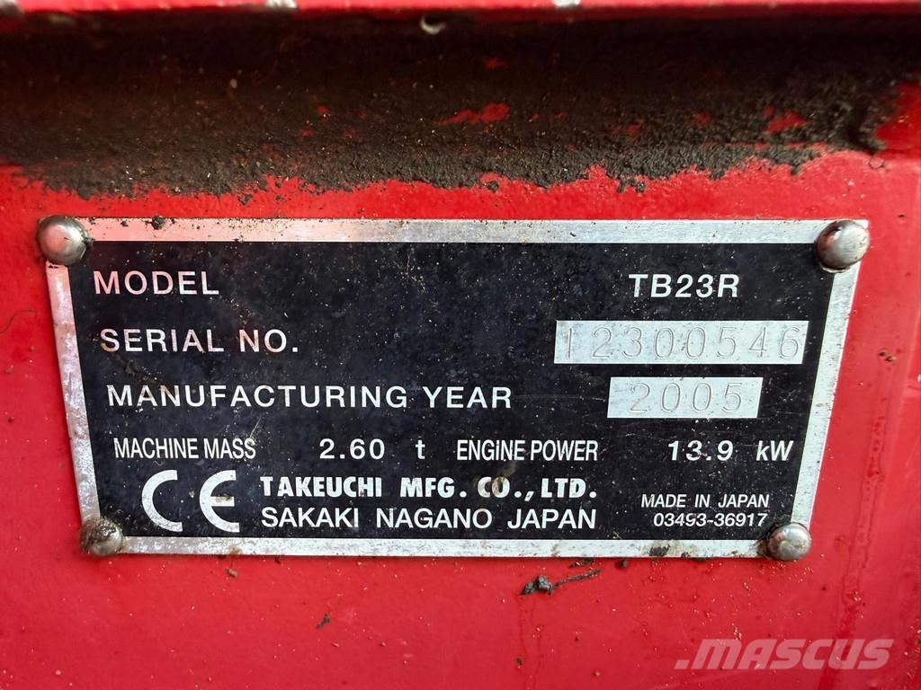 Takeuchi TB23R Mini ekskavatoriai < 7 t