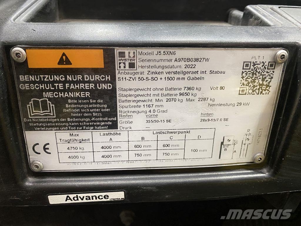 Hyster J5.5XN6 Elektriske trucker