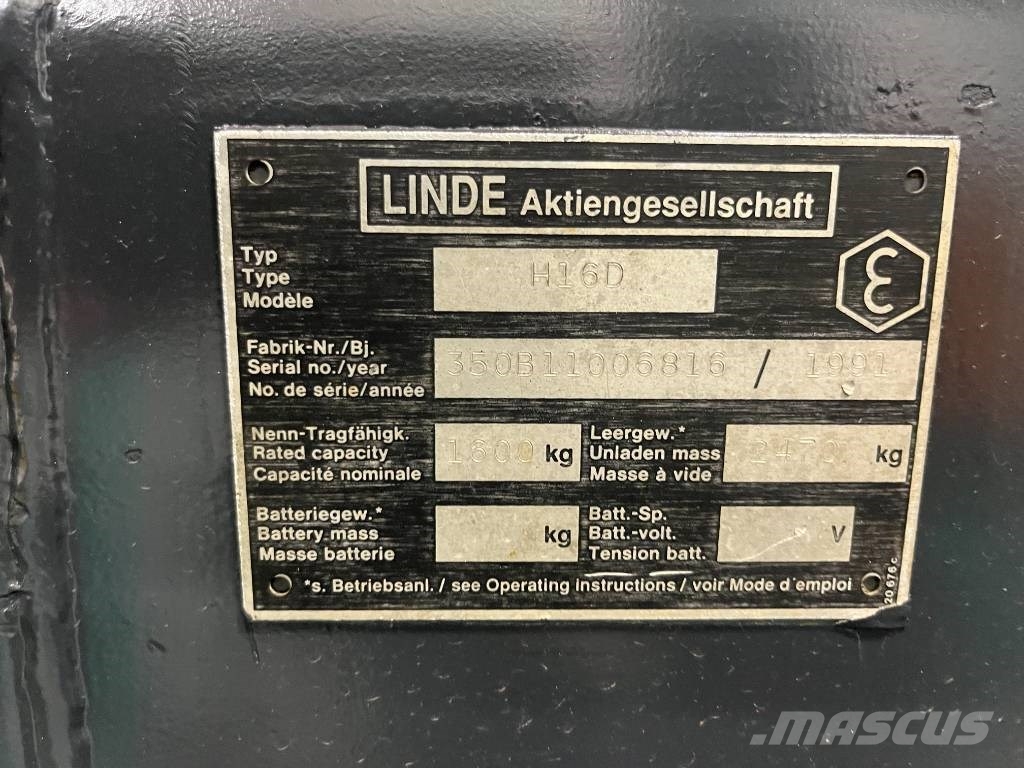 Linde H16D /350/ V-3776 OB Дизельные погрузчики