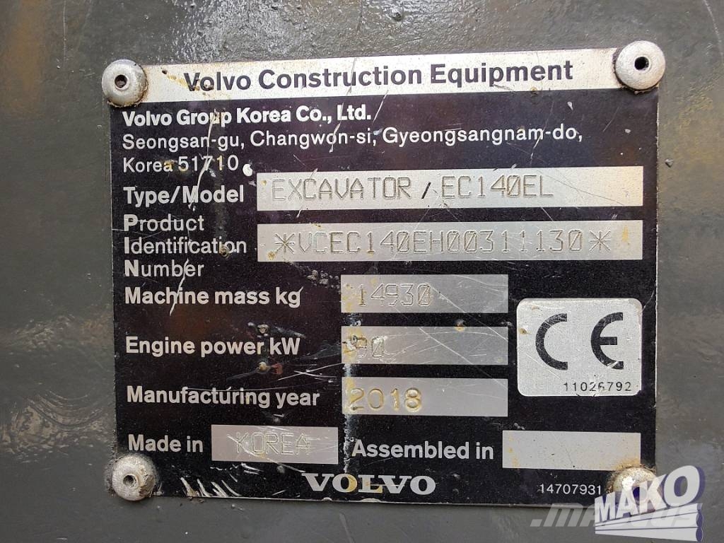 Volvo EC 140 EL Rupsgraafmachines