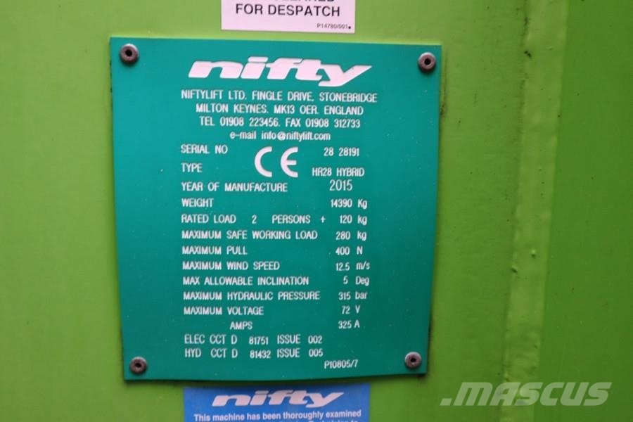Niftylift HR28 HYBRIDE Hybrid, 4x4 Drive, 28m Working Height Leddede bomlifter