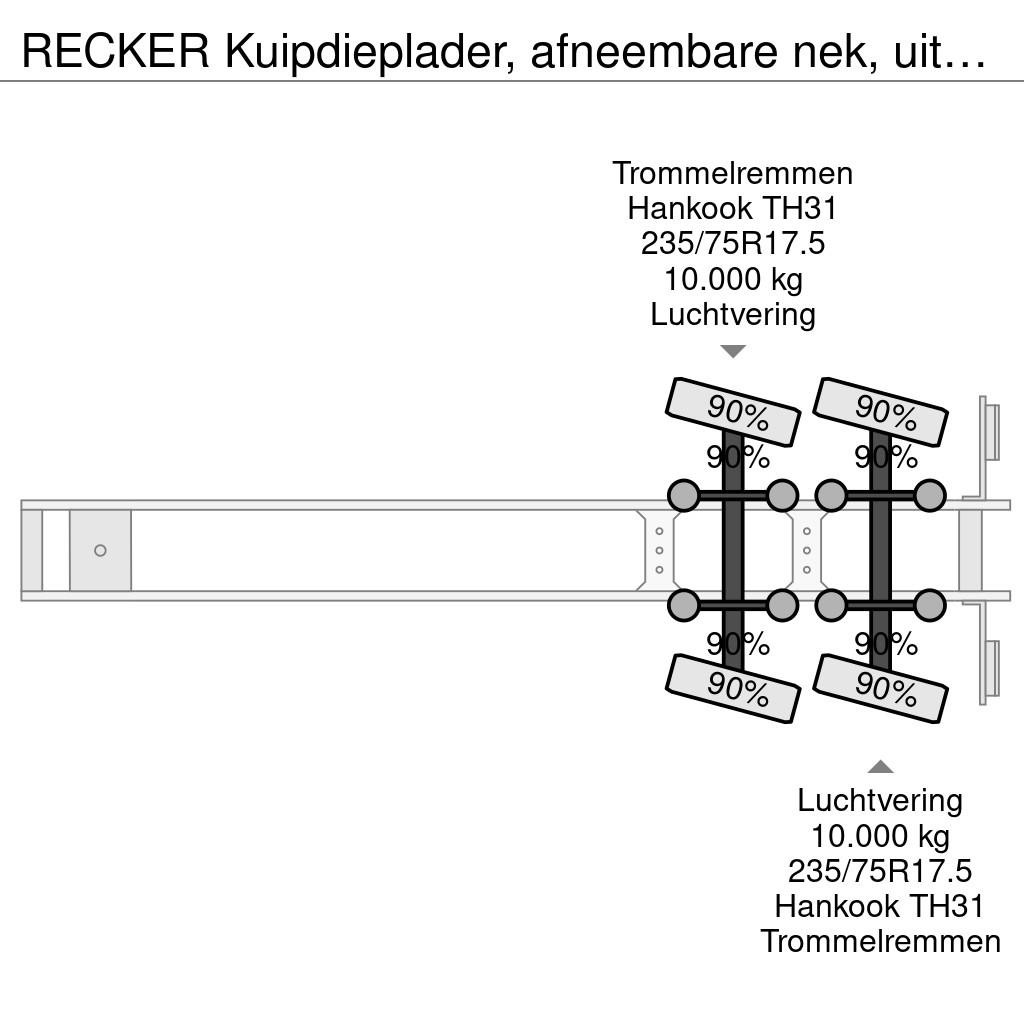  RECKER Kuipdieplader, afneembare nek, uitschuifbaa نصف مقطورة مسطحة منخفضة