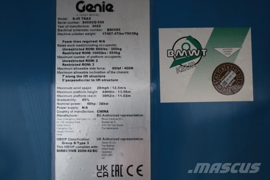 Genie S45XC Trax Valid inspection, *Guarantee! Diesel, 4 Ανυψωτήρες με τηλεσκοπικό βραχίονα