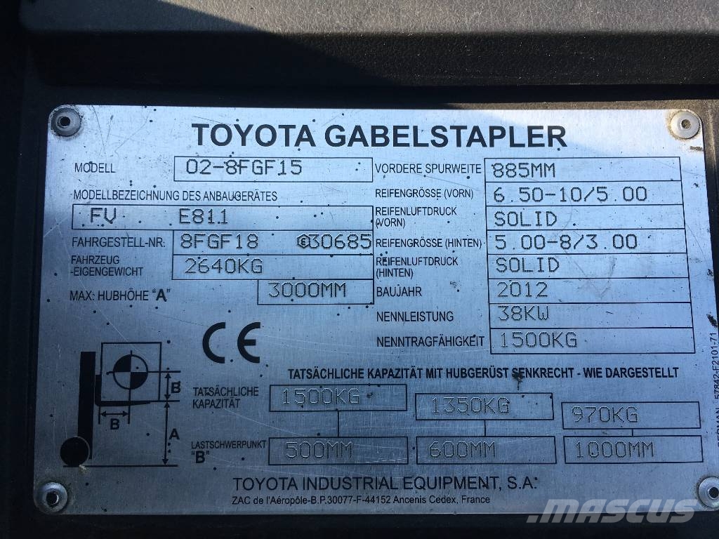Toyota 8 FGF 15 /02/ V-3097 OB Plinski viljuškari
