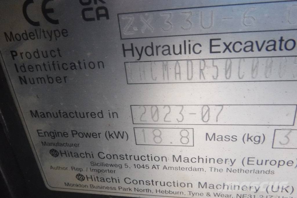 Hitachi ZX 33 U-6 Minigrävare < 7t