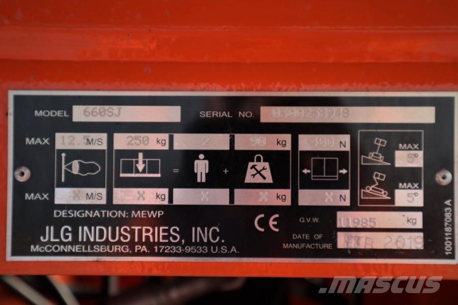 JLG 660SJ Valid Inspection, Diesel, 4x4 Drive, 22m Wor 견인식 전동이동 리프트