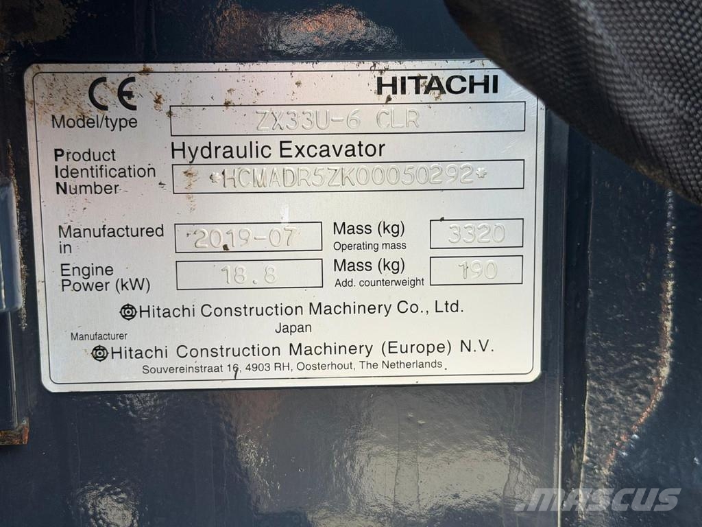 Hitachi ZX33U-6 . Minigraafmachines < 7t