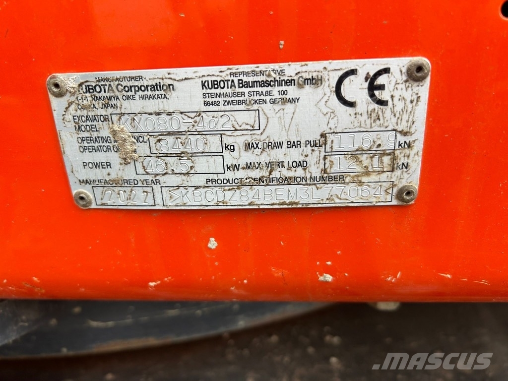 Kubota KX080-4 Малые экскаваторы 7т-12т
