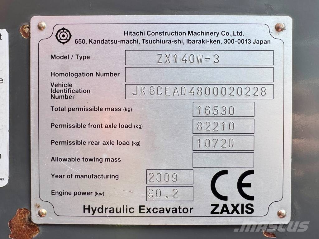 Hitachi ZX 140 W-3, 2009, Poland - Used wheeled excavators - Mascus