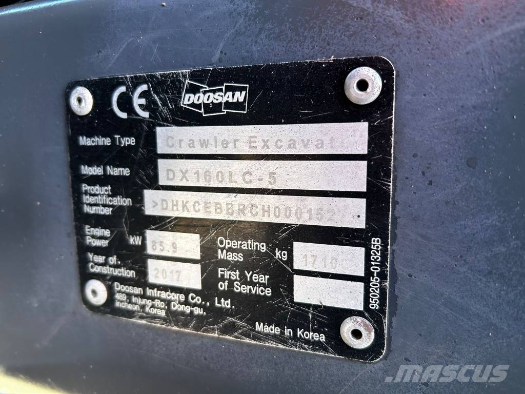 Doosan DX160LC-5 HT / Marttiini, Lämmitin, Rasvari! حفارات زحافة