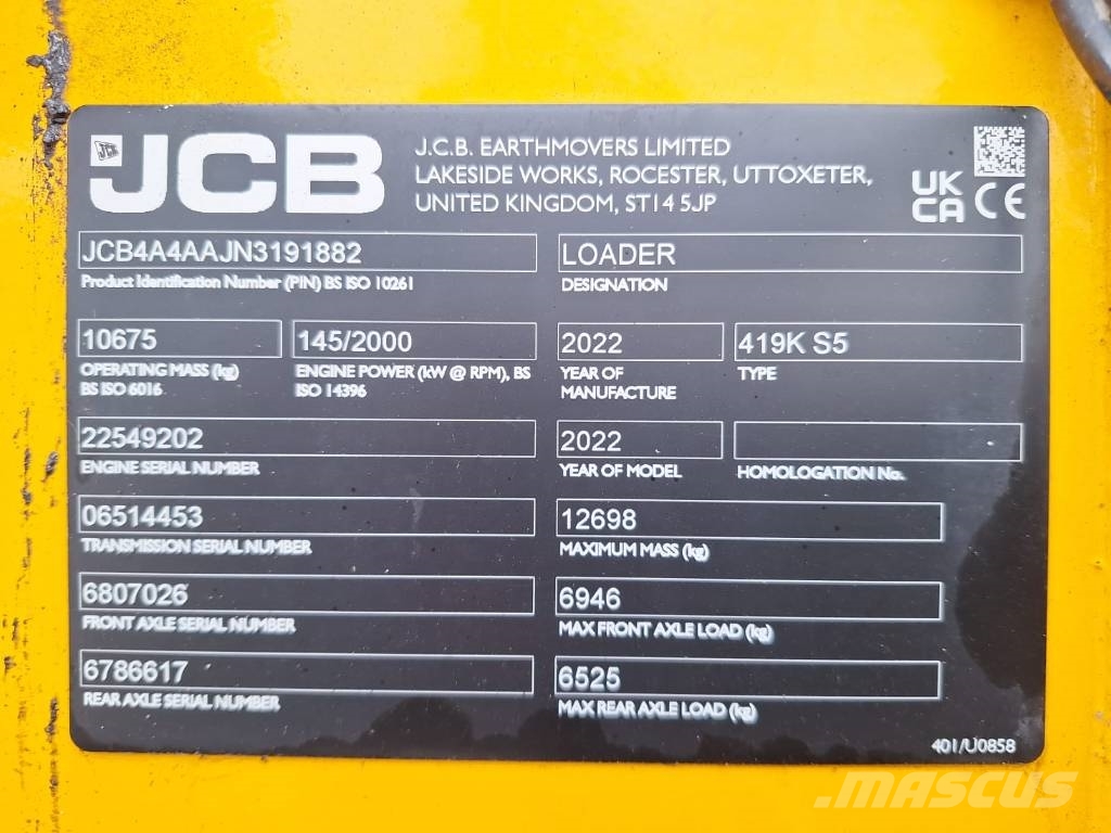 JCB 419 K Nordic Edition SV Kolesové nakladače