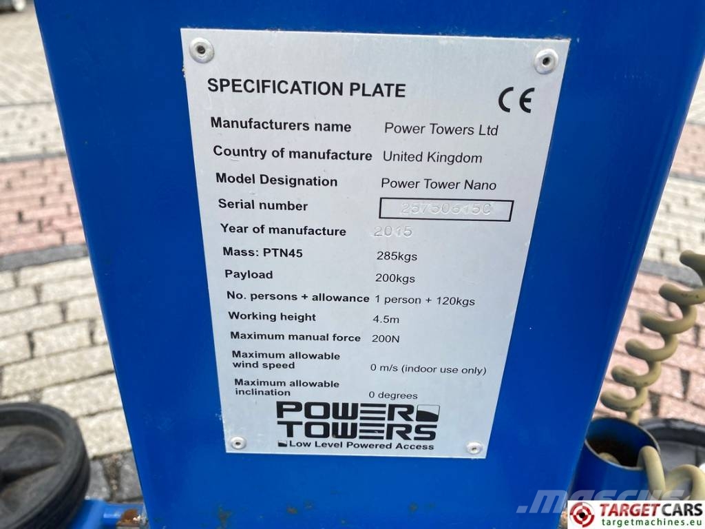 Power Tower Nano Electric Vertical Mast Work Lift 450cm 垂直升降工作台