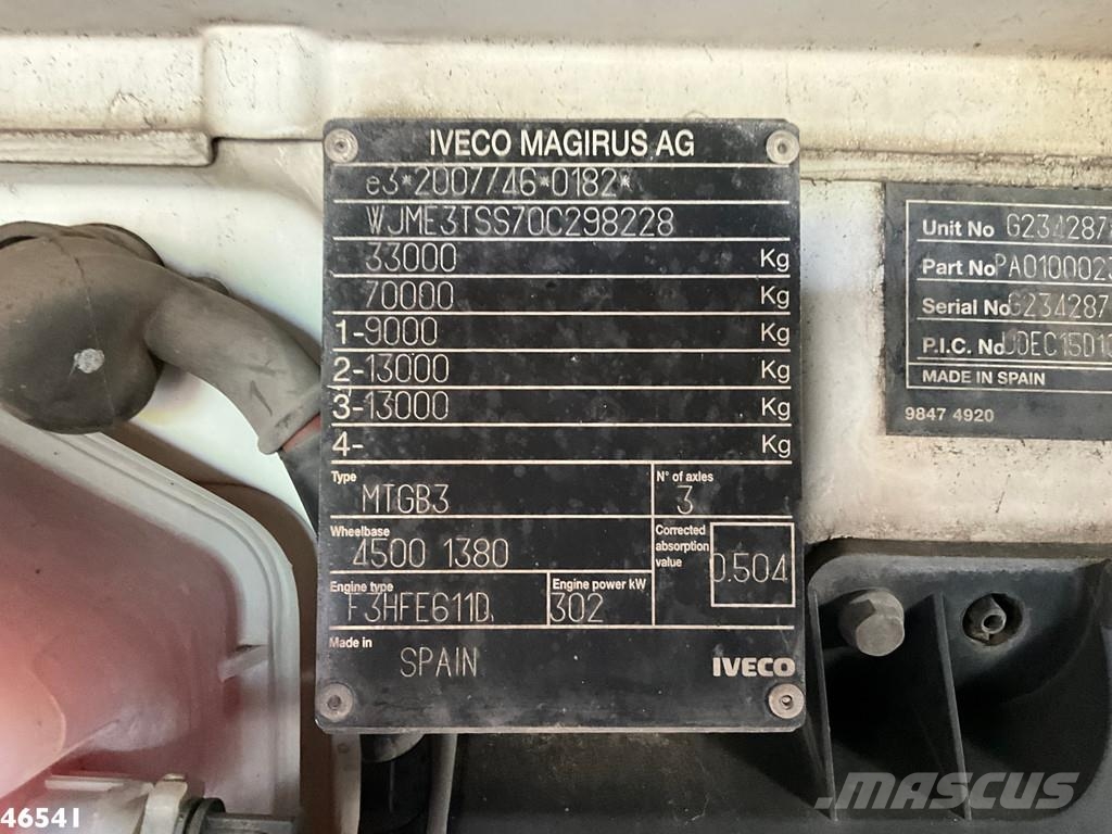 Iveco Trakker AD410T 6x4 Euro 6 Hiab 18 Tonmeter laadkra شاحنات الرافعات الخطافية