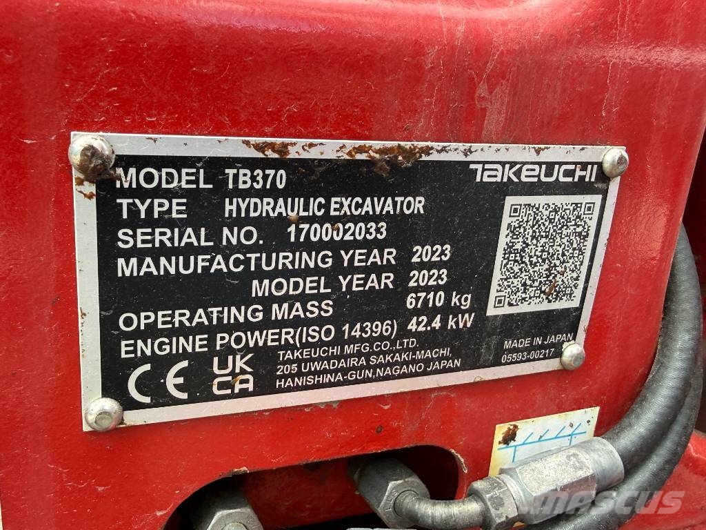Takeuchi TB 370 中型挖土機/掘鑿機/挖掘機 7t-12t