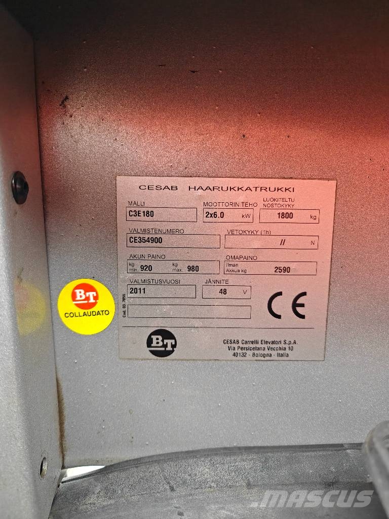 BT C3E180 sähkötrukki شاحنات ذات رافعات شوكية تعمل بالكهرباء