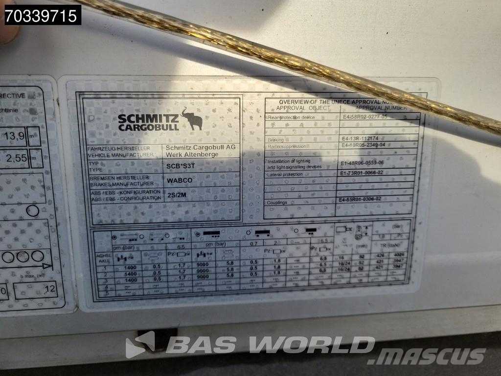 Schmitz Cargobull SCB*S3T 3 axles Sliding Roof Curtainsiderauflieger