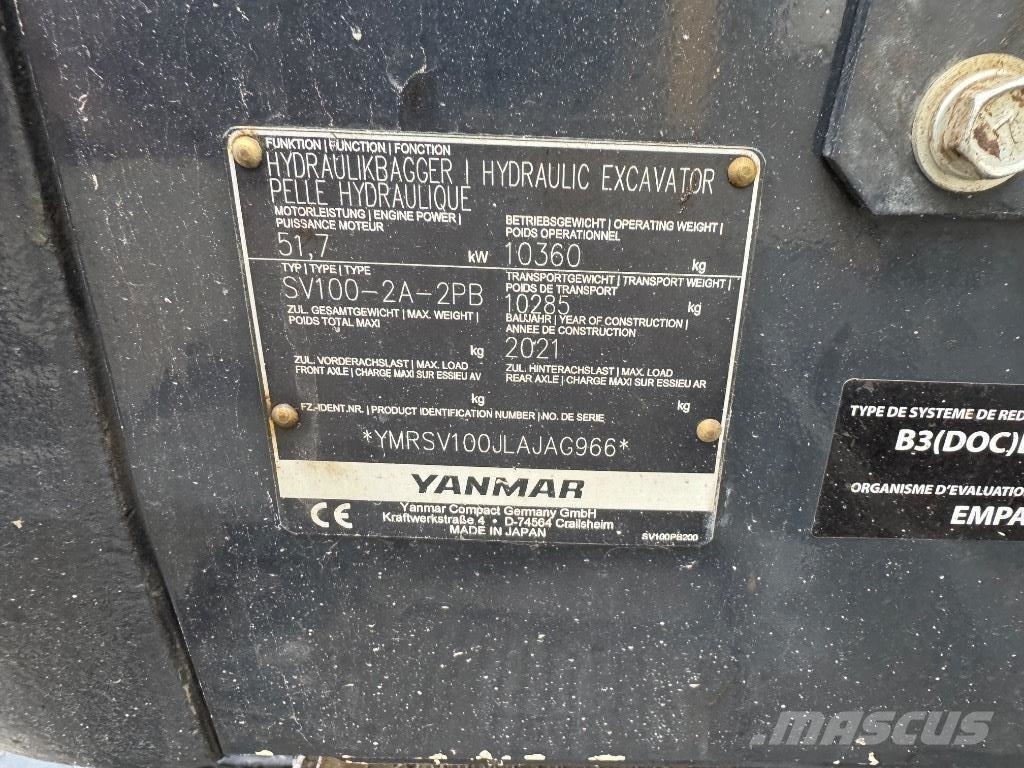 Yanmar SV100-2A-2PB (AG966) Средни екскаватори 7т - 12т