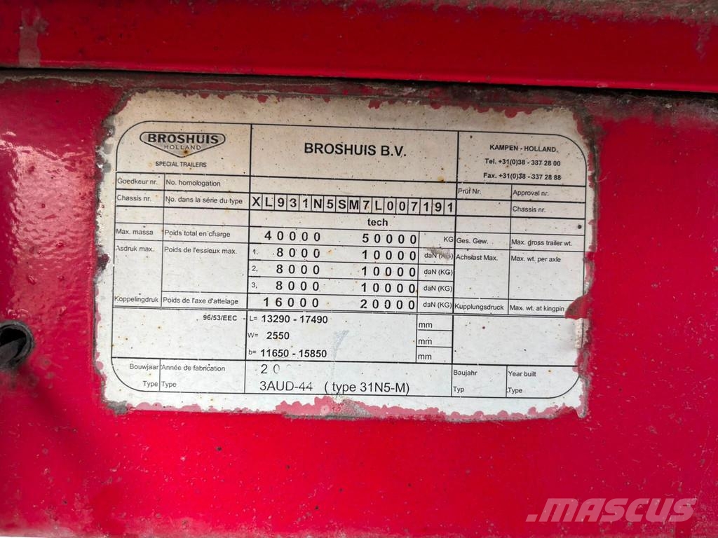 Broshuis 3AUD-44 EXTENDABLE / LAST AXLE STEERED Semi-trailer blokvogn