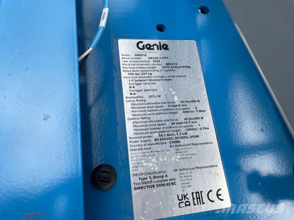 Genie GS 2632 E-DRIVE, ELECTRIC, 10M, NEW, WARRANTY 剪叉式升降机