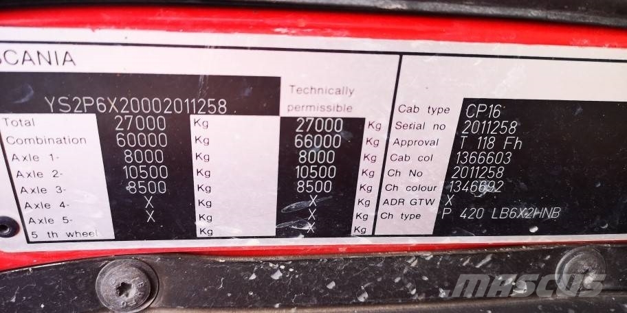 Scania P420LB6X2HNB ANALOG TAHHO!! Hákový nosič kontajnerov
