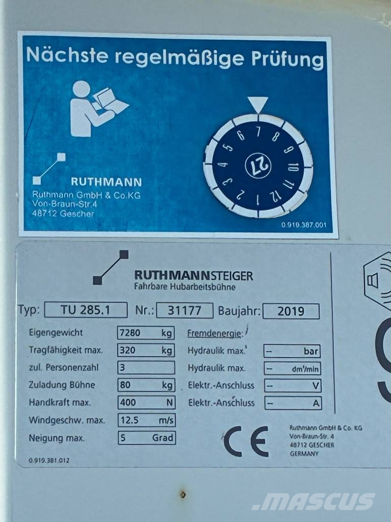 Ruthmann TU285 Lastbilmonterede lifte