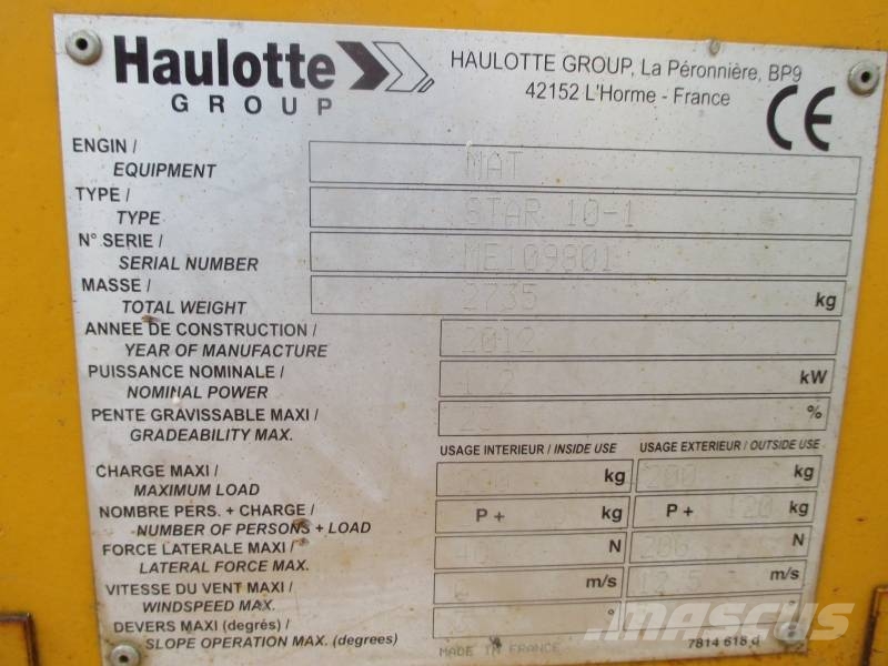 Haulotte Star 10 Ascensores de personal y montacargas de acceso