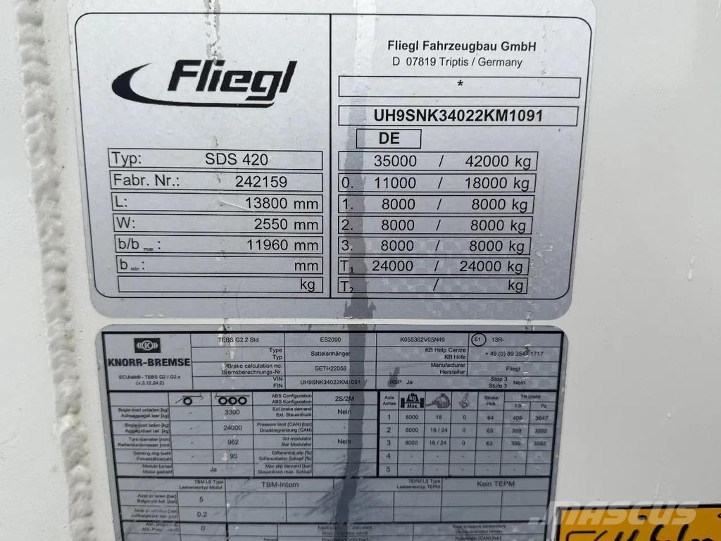 Fliegl SDS 420 - SAF - DISC BRAKES + LIFTING AXLE Schuifvloeropleggers